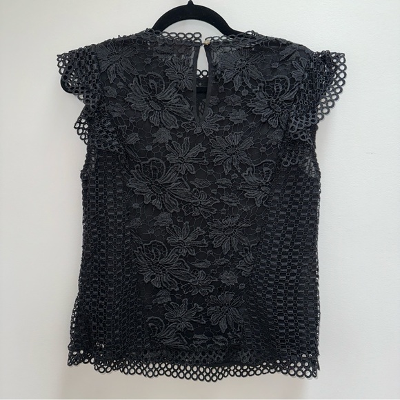 Ted Baker London Zania Ruffle Black Lace Top Size 3 (US Size 8) - Picture 2 of 3